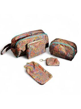 5 Piece Vibrant Paisley Multi Size Cosmetic Cases